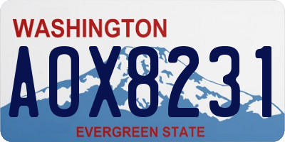 WA license plate AOX8231