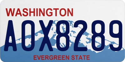 WA license plate AOX8289