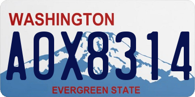 WA license plate AOX8314