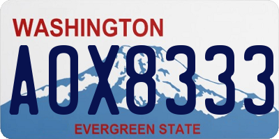 WA license plate AOX8333