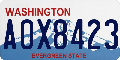 WA license plate AOX8423