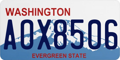 WA license plate AOX8506