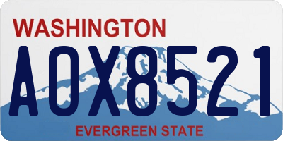 WA license plate AOX8521