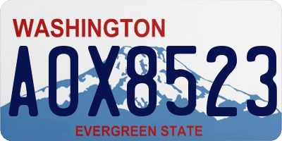 WA license plate AOX8523