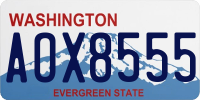 WA license plate AOX8555