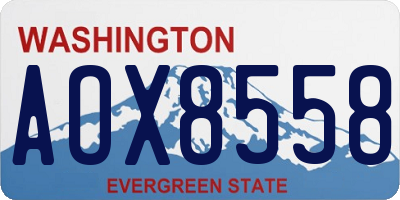 WA license plate AOX8558