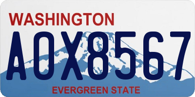 WA license plate AOX8567