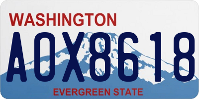 WA license plate AOX8618