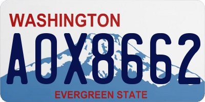 WA license plate AOX8662