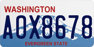 WA license plate AOX8678