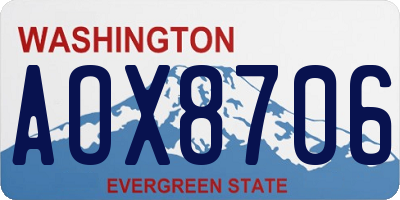 WA license plate AOX8706