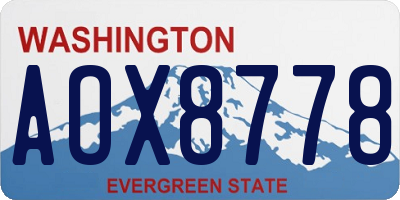WA license plate AOX8778