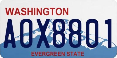 WA license plate AOX8801