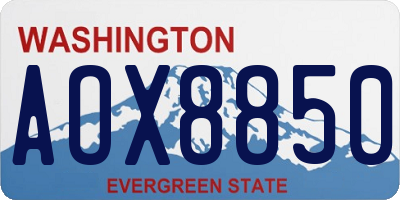 WA license plate AOX8850