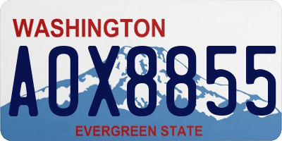 WA license plate AOX8855
