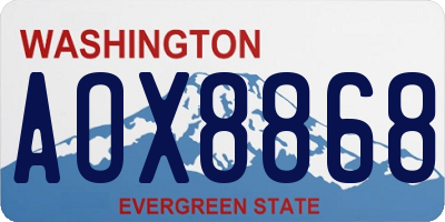 WA license plate AOX8868