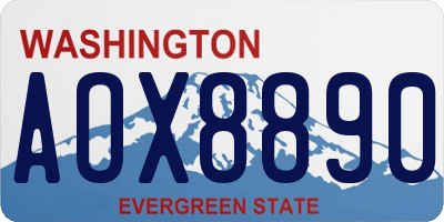 WA license plate AOX8890
