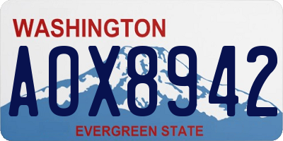 WA license plate AOX8942
