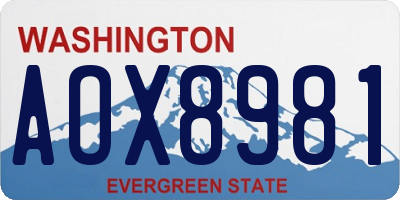 WA license plate AOX8981