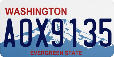 WA license plate AOX9135