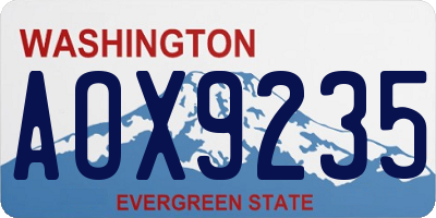 WA license plate AOX9235