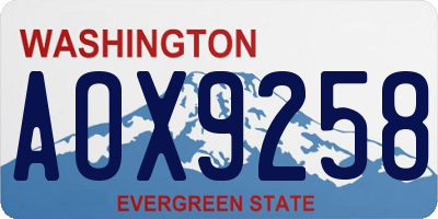 WA license plate AOX9258