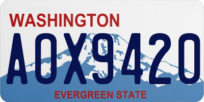 WA license plate AOX9420