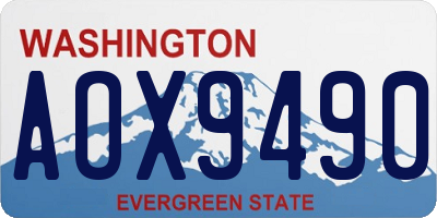 WA license plate AOX9490