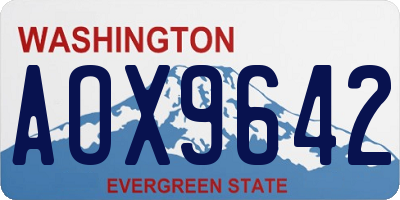 WA license plate AOX9642