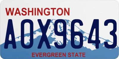 WA license plate AOX9643