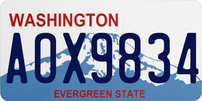 WA license plate AOX9834