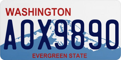 WA license plate AOX9890