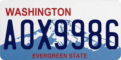 WA license plate AOX9986