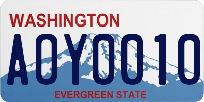 WA license plate AOY0010