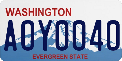 WA license plate AOY0040