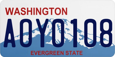 WA license plate AOY0108