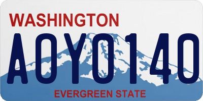 WA license plate AOY0140