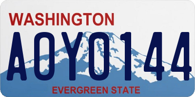 WA license plate AOY0144