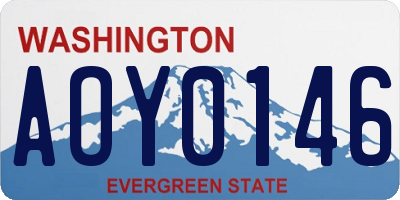WA license plate AOY0146