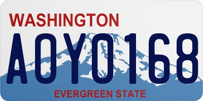 WA license plate AOY0168
