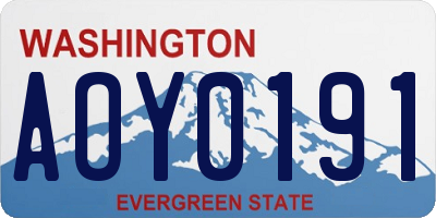 WA license plate AOY0191