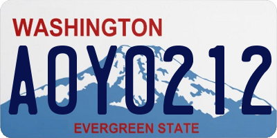 WA license plate AOY0212