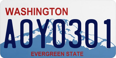 WA license plate AOY0301