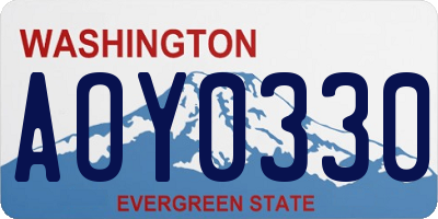 WA license plate AOY0330