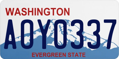 WA license plate AOY0337