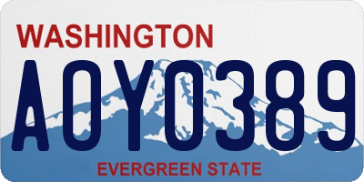 WA license plate AOY0389