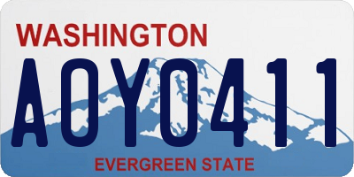 WA license plate AOY0411
