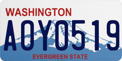 WA license plate AOY0519