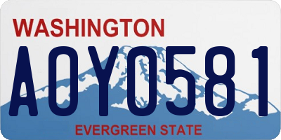 WA license plate AOY0581