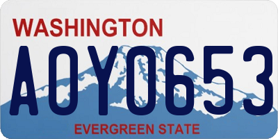 WA license plate AOY0653